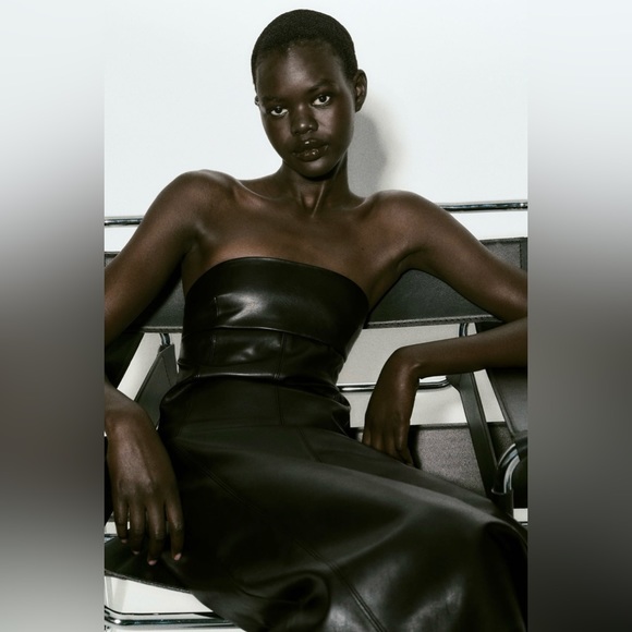 NWT - Zara Strapless Faux Leather Dress - Picture 2 of 6
